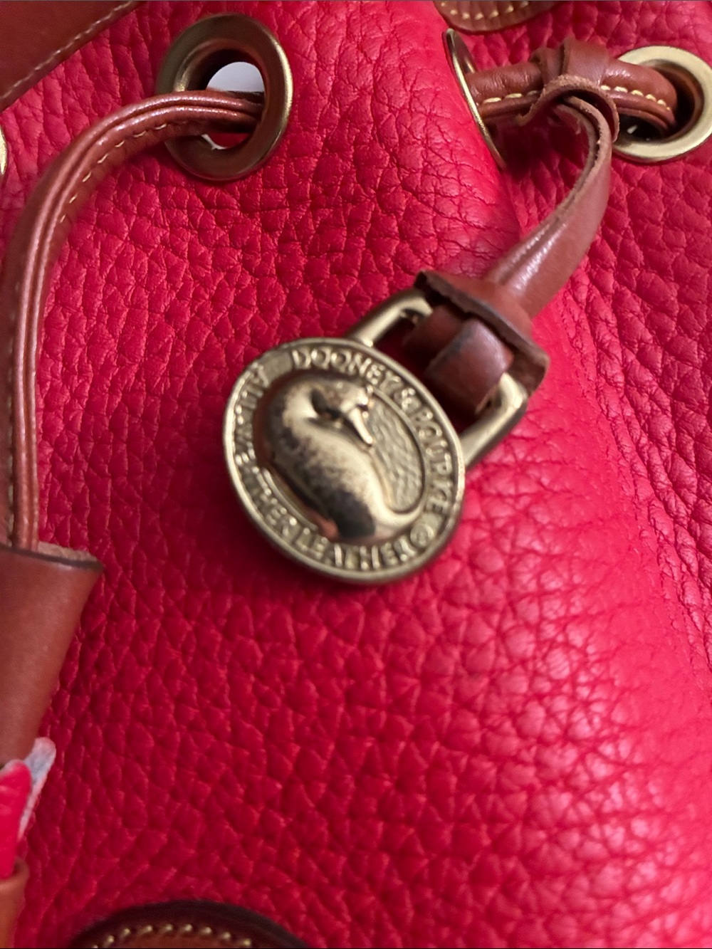 Dooney & Bourke Red Pebble All Weather Leather Drawstring Crossbody - Picture 5 of 9